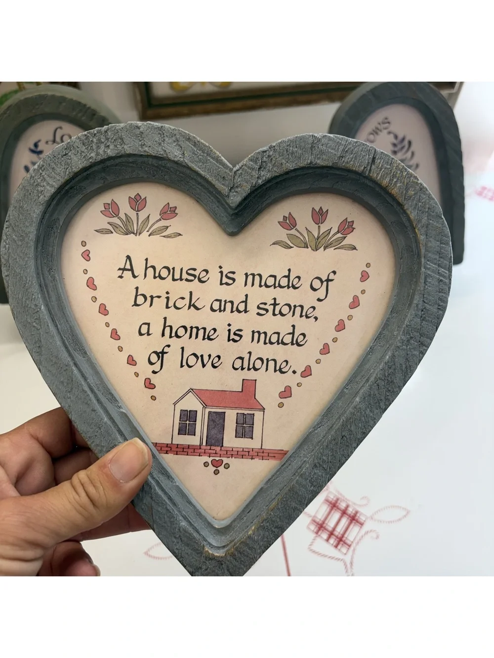 Granny-core heart shaped wall hanging set vintage 80s/90s